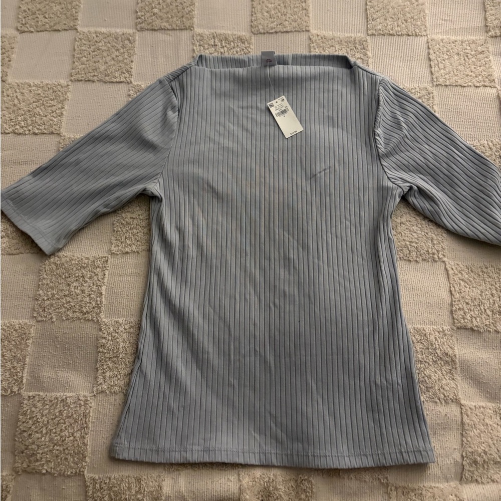 Old Navy Light Gray Ribbed Short Sleeve Top